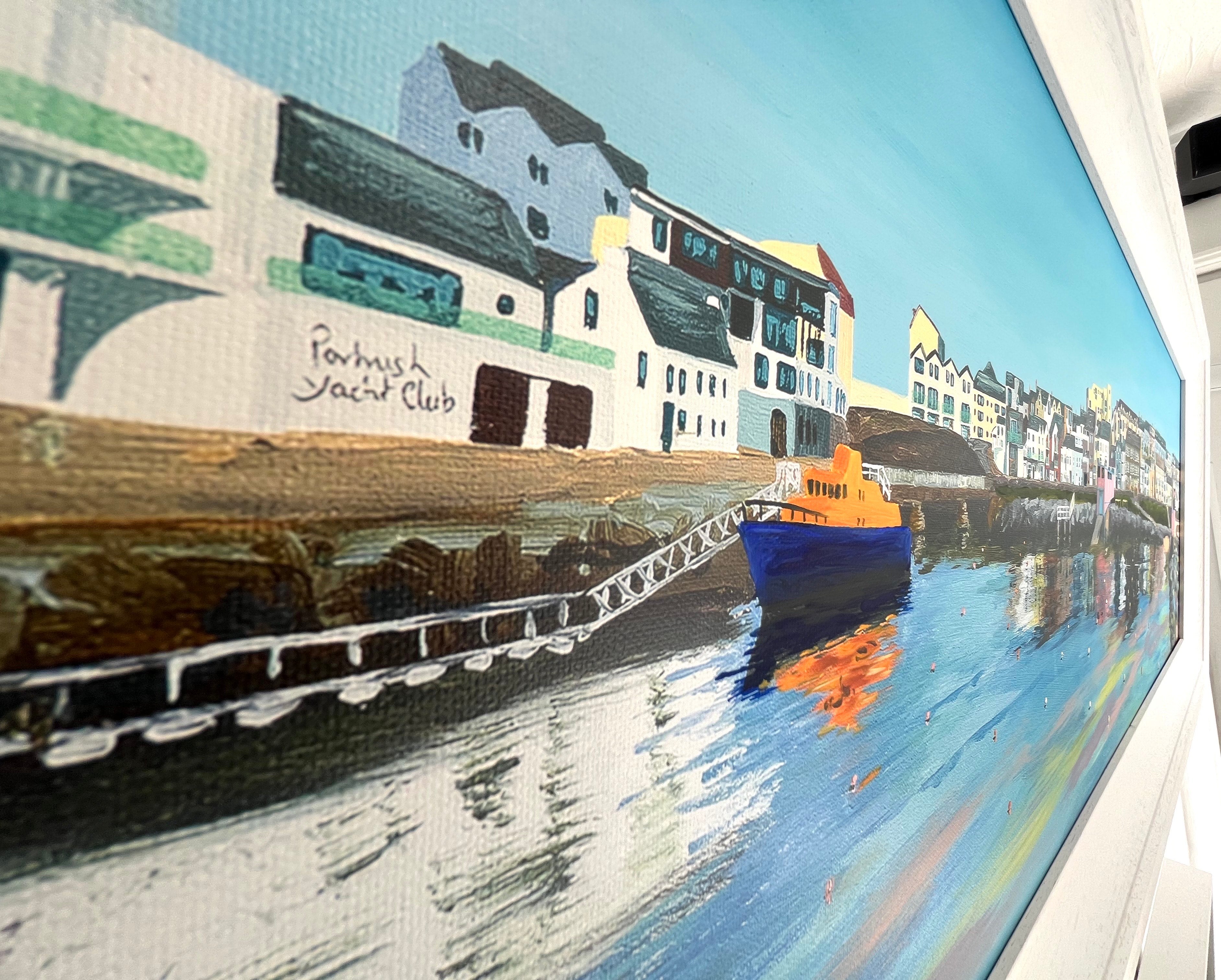 Hand finished canvas print Portrush Harbour
